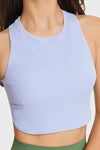PACK264764-P304-1, Sky Blue Round Neck Asymmetrical Hem Active Cropped Tank Top