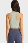 PACK264764-P1209-1, Laurel Green Round Neck Asymmetrical Hem Active Cropped Tank Top