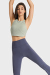 PACK264764-P1209-1, Laurel Green Round Neck Asymmetrical Hem Active Cropped Tank Top