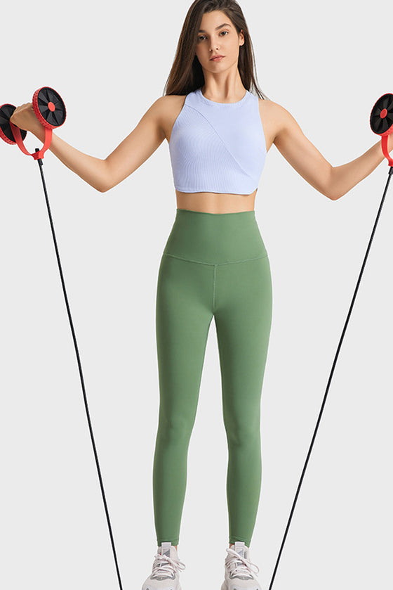 PACK264764-P304-1, Sky Blue Round Neck Asymmetrical Hem Active Cropped Tank Top