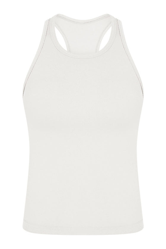 PACK264765-P1-1, White O-Neck Racer Back Athletic Tank Top
