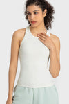 PACK264765-P1-1, White O-Neck Racer Back Athletic Tank Top