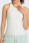 PACK264765-P1-1, White O-Neck Racer Back Athletic Tank Top