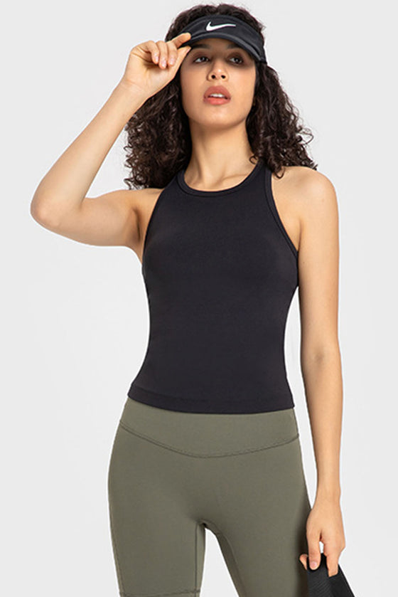 PACK264765-P2-1, Black O-Neck Racer Back Athletic Tank Top