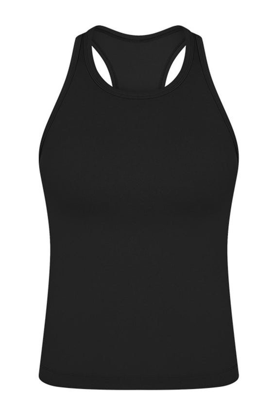PACK264765-P2-1, Black O-Neck Racer Back Athletic Tank Top