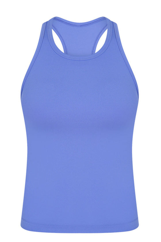 PACK264765-P205-1, Sky Blue O-Neck Racer Back Athletic Tank Top