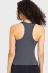 PACK264765-P2011-1, Dark Grey O-Neck Racer Back Athletic Tank Top