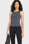 PACK264765-P2011-1, Dark Grey O-Neck Racer Back Athletic Tank Top