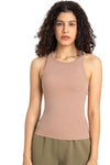 PACK264765-P4016-1, Light French Beige O-Neck Racer Back Athletic Tank Top