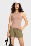 PACK264765-P4016-1, Light French Beige O-Neck Racer Back Athletic Tank Top