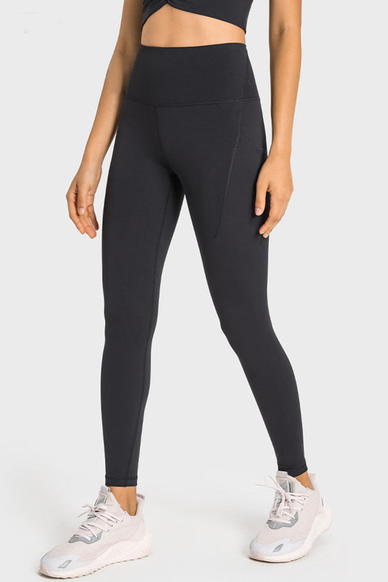 PACK265528-P2-1, Black Side Pockets Seamless Workout Leggings
