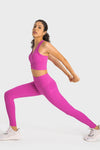 PACK265528-P6-1, Rose Red Side Pockets Seamless Workout Leggings