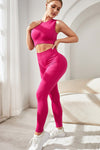 PACK2611629-P6-1, Rose Red Seamless Sports Bra Leggings Active Set