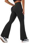 PACK265531-P2-1, Black Ribbed Cross Waistband Butt Lift Yoga Flared Leggings