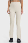 PACK265530-P1-1, White High Waist Ribbed Zipped Flare Leg Sports Pants