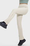PACK265530-P1-1, White High Waist Ribbed Zipped Flare Leg Sports Pants