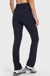 PACK265530-P2-1, Black High Waist Ribbed Zipped Flare Leg Sports Pants