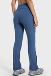 PACK265530-P905-1, Sail Blue High Waist Ribbed Zipped Flare Leg Sports Pants