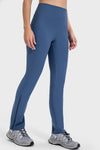 PACK265530-P905-1, Sail Blue High Waist Ribbed Zipped Flare Leg Sports Pants
