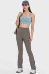PACK265530-P5011-1, Philippine Gray High Waist Ribbed Zipped Flare Leg Sports Pants