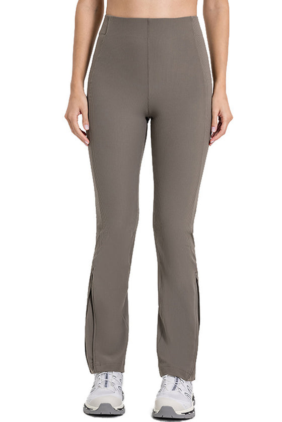 PACK265530-P5011-1, Philippine Gray High Waist Ribbed Zipped Flare Leg Sports Pants