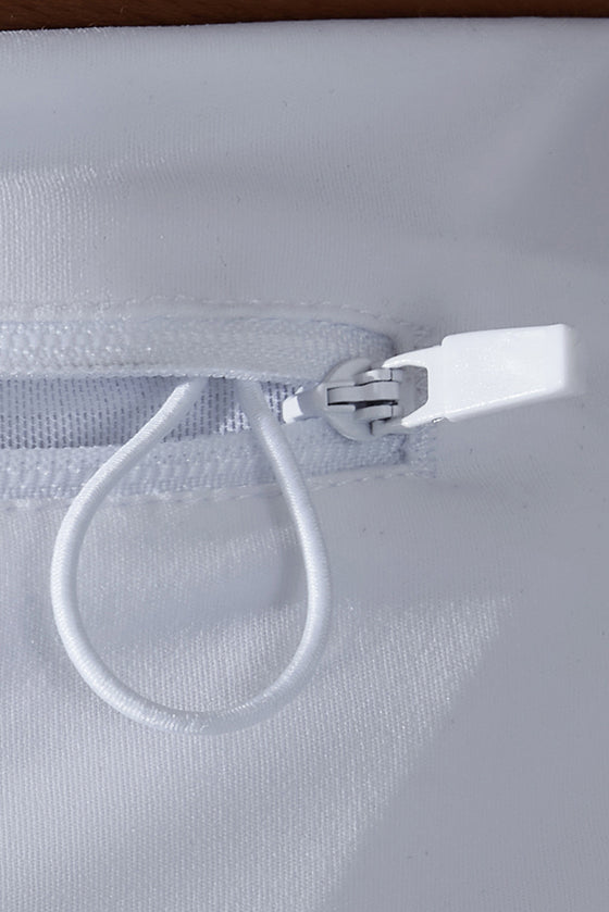 PACK265533-P1-1, White Double Layer High Waistband Mesh Active Shorts