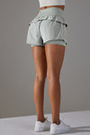 PACK265533-P1011-1, Light Grey Double Layer High Waistband Mesh Active Shorts