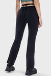 PACK265534-P2-1, Black Arched Cut out Waist Lace up Flared Active Pants