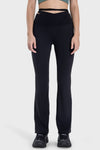 PACK265534-P2-1, Black Arched Cut out Waist Lace up Flared Active Pants