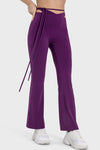 PACK265534-P508-1, Violet Arched Cut out Waist Lace up Flared Active Pants