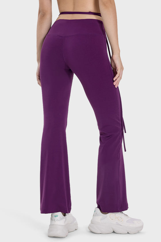 PACK265534-P508-1, Violet Arched Cut out Waist Lace up Flared Active Pants