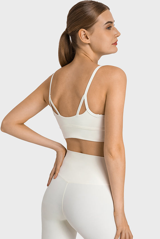 PACK264766-P1-1, White Sexy Ruched Thin Straps Gym Bra