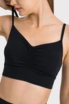 PACK264766-P2-1, Black Sexy Ruched Thin Straps Gym Bra