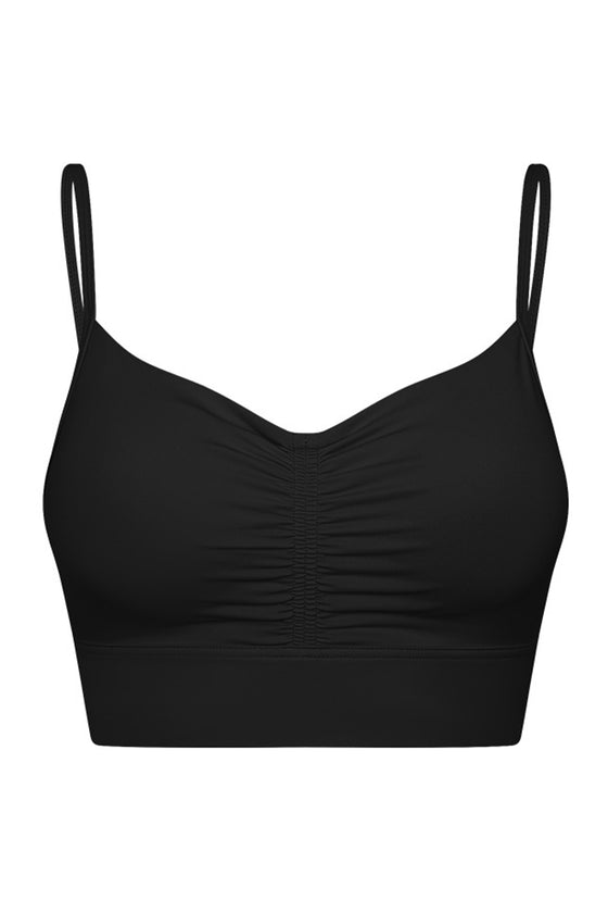 PACK264766-P2-1, Black Sexy Ruched Thin Straps Gym Bra