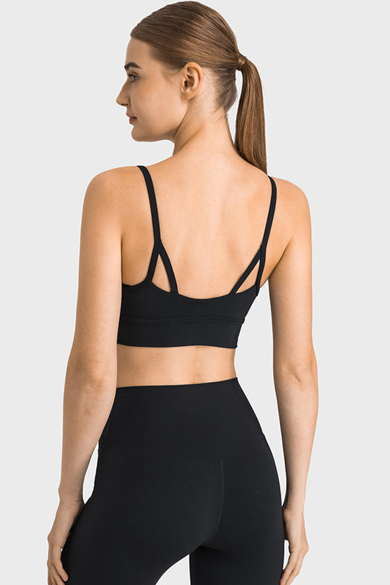 PACK264766-P2-1, Black Sexy Ruched Thin Straps Gym Bra