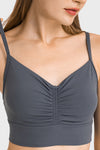 PACK264766-P2011-1, Dark Grey Sexy Ruched Thin Straps Gym Bra