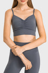 PACK264766-P2011-1, Dark Grey Sexy Ruched Thin Straps Gym Bra