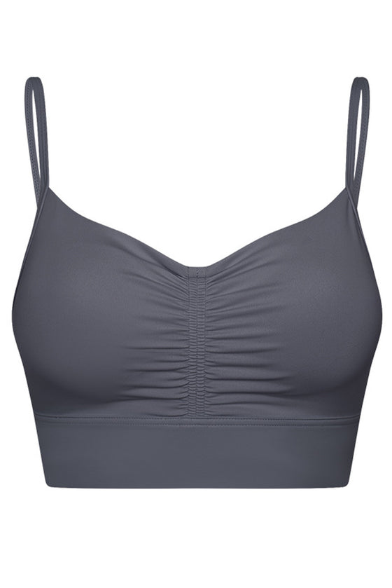 PACK264766-P2011-1, Dark Grey Sexy Ruched Thin Straps Gym Bra