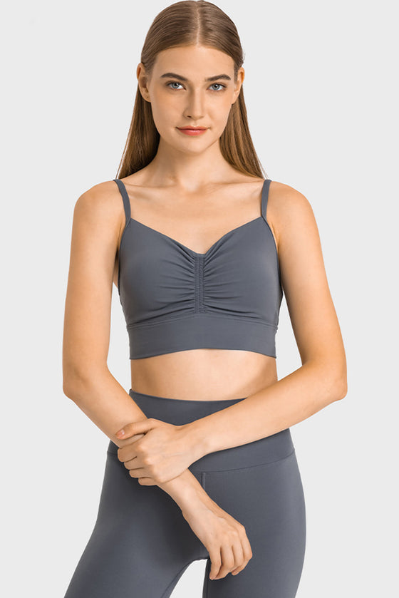 PACK264766-P2011-1, Dark Grey Sexy Ruched Thin Straps Gym Bra