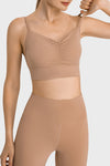 PACK264766-P4016-1, Light French Beige Sexy Ruched Thin Straps Gym Bra