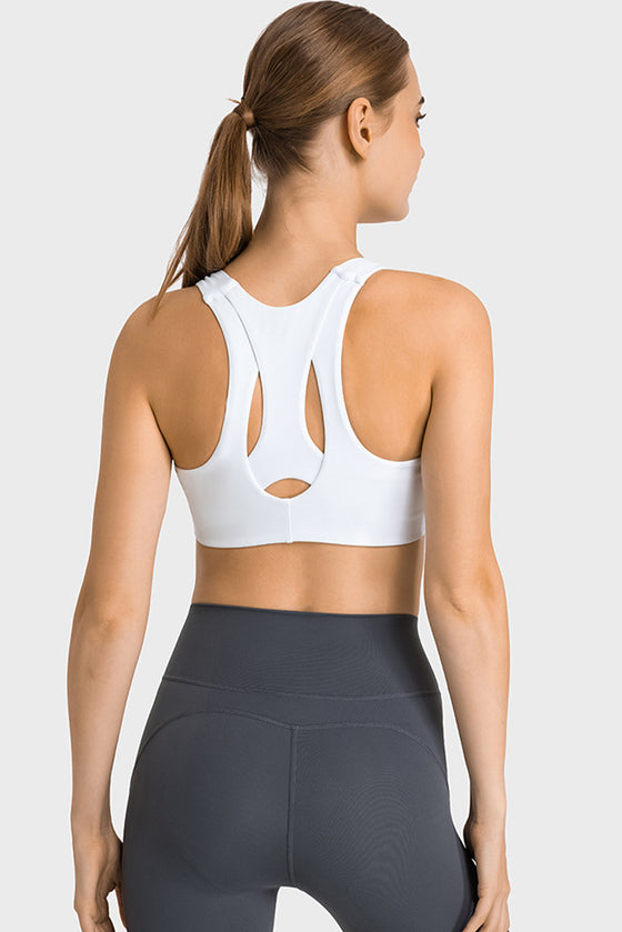 PACK264767-P1-1, White Stylish Cutout High Impact Support Yoga Bra