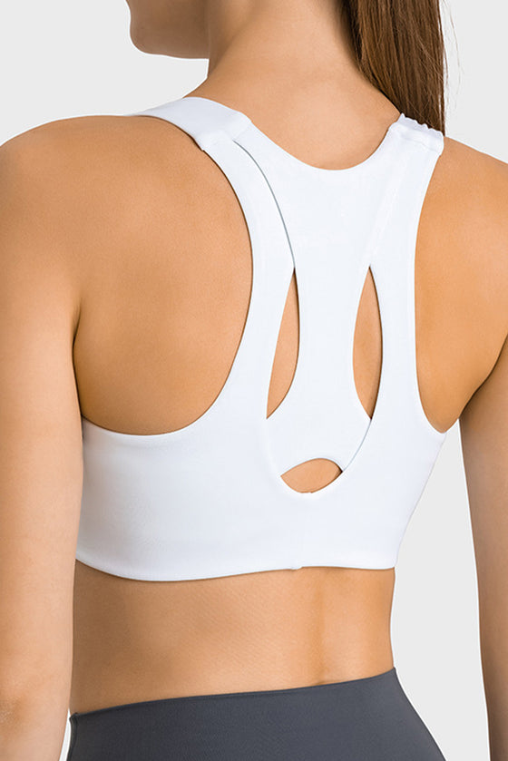 PACK264767-P1-1, White Stylish Cutout High Impact Support Yoga Bra
