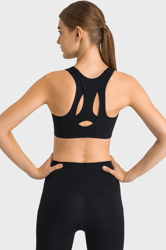 PACK264767-P2-1, Black Stylish Cutout High Impact Support Yoga Bra