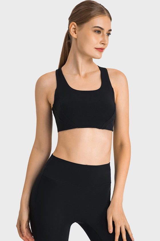 PACK264767-P2-1, Black Stylish Cutout High Impact Support Yoga Bra