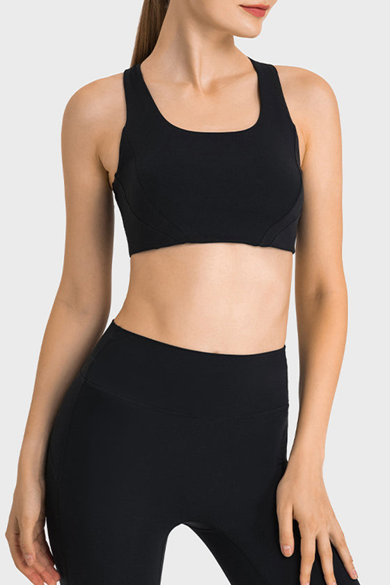 PACK264767-P2-1, Black Stylish Cutout High Impact Support Yoga Bra