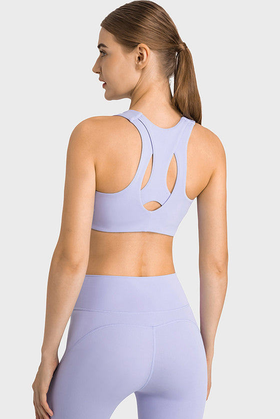 PACK264767-P304-1, Sky Blue Stylish Cutout High Impact Support Yoga Bra