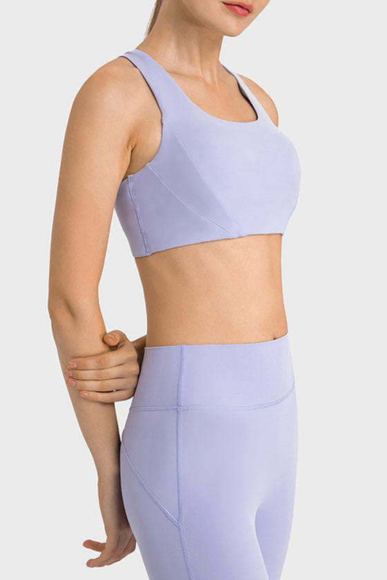 PACK264767-P304-1, Sky Blue Stylish Cutout High Impact Support Yoga Bra