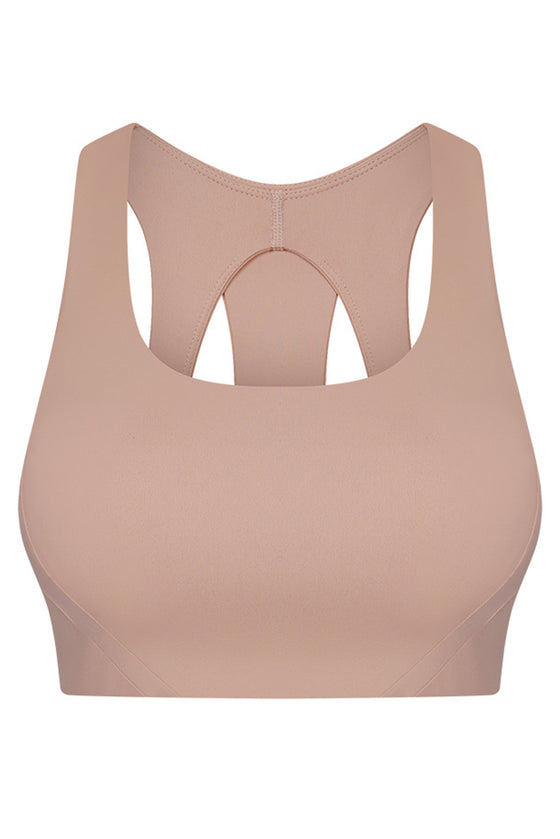 PACK264767-P4016-1, Light French Beige Stylish Cutout High Impact Support Yoga Bra