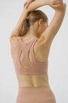 PACK264767-P4016-1, Light French Beige Stylish Cutout High Impact Support Yoga Bra