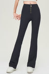 PACK265536-P2-1, Black Front Zipped Flare Leggings